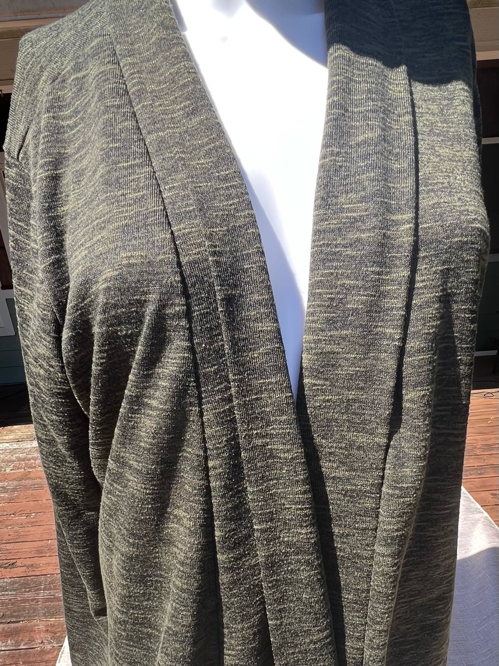 Ashley Blue Olive Green Open-Front Cardigan